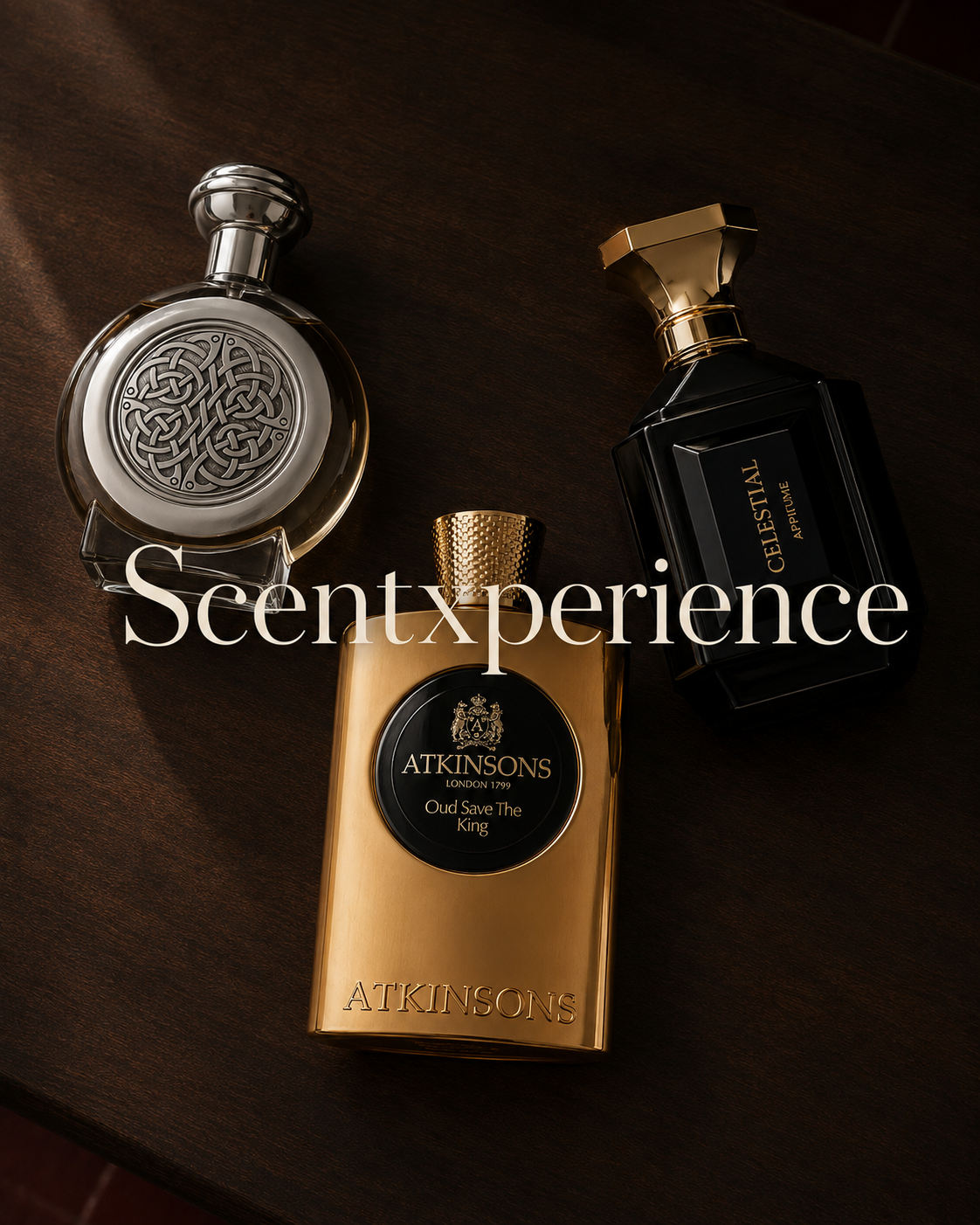 ScentXperience parfumselectie met drie luxe parfumflessen